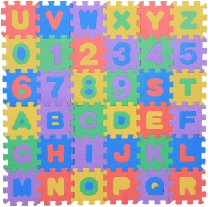 sjlerst 36Pcs Alphabet Numbers Soft EVA Floor play Mat Baby Room Jigsaw ABC Foam Puzzle